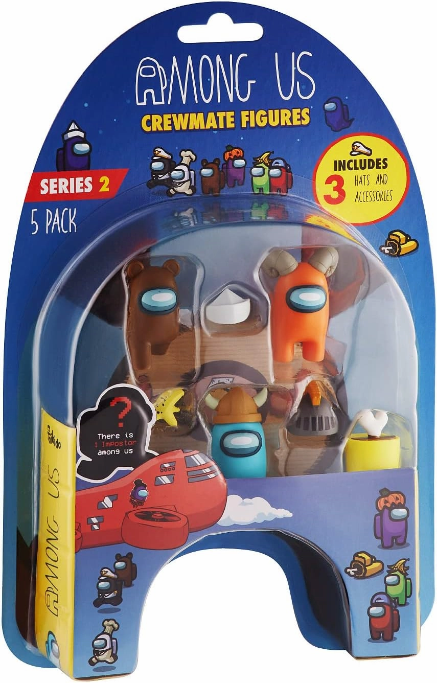 P.M.I. Among Us Crewmate Figures | 5 Among Us Toys Out of 16 Collectibles in 1 Pack | Among Us Merch Incl. The Peeled and The Clogged | 1 Hidden Impostor | Mini Toys with 3 Add’l Hats | Kids’ Toys