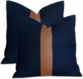 Pack of 2 Navy Blue Decorative Pillow Covers 18x18 Square Cushion Case for Couch Sofa Bedroom Living Room Farmhouse Boho Decor