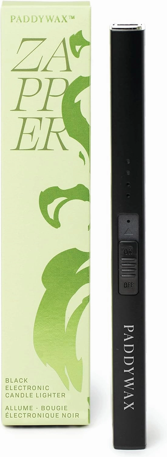 Paddywax Electronic Lighters Rechargeable USB Flameless Zapper Electric Candle Lighter, 7.5" Long, Black