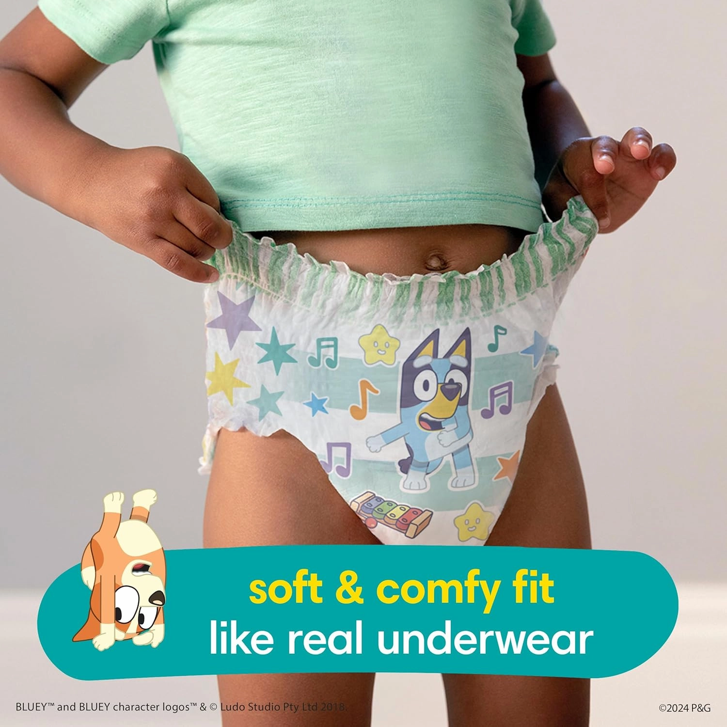 Pampers Easy Ups Bluey Pull On Training Pants Boys and Girls, 3T-4T, 124 Count with Sensitive Water Based Baby Wipes 4X Pop-Top Packs (336 Count)