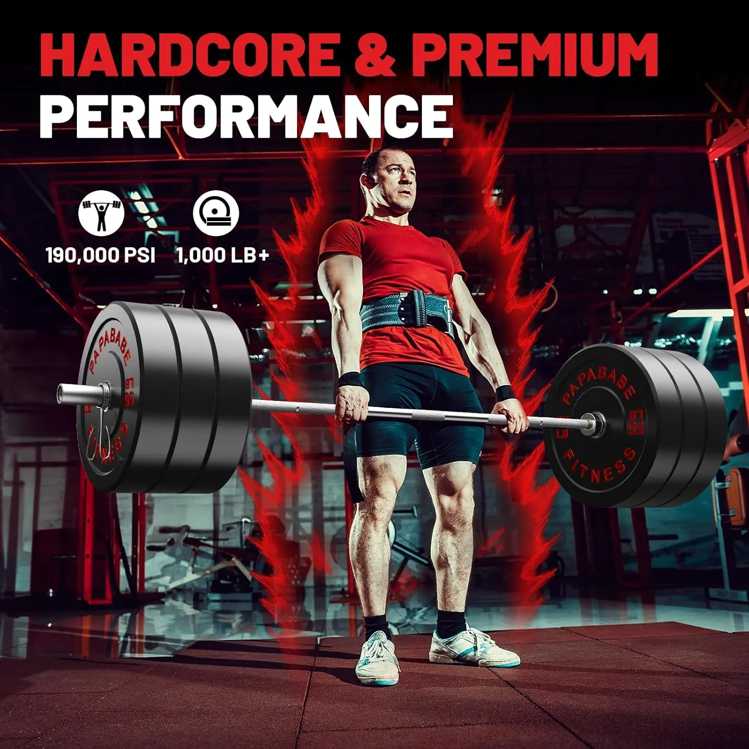 PAPABABE Olympic Barbell, 2-inch 45lb 7ft/35lb 6.5ft Weight Bar for Strength Training. 1000lb/1200lb Plus Capacity, Chrome/Zinc Plating, knurled Grip for Bench Press Deadlift Squat