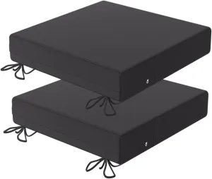 Patio Chair Cushions18x18 inch,Outdoor Chair Cushions Set of 2,Waterproof Square Cushion 3" Thick with Ties Invisible Zipper, for Garden Patio Lawn Furniture(Dark Grey)