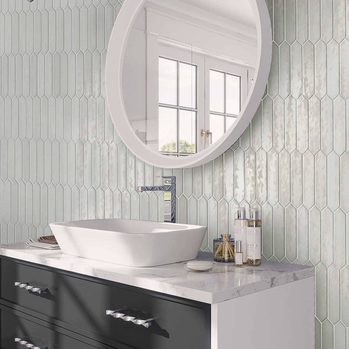Pearl White 2x10 Glossy Picket Ceramic Tile (23 pack, 2.37 sq ft/case)