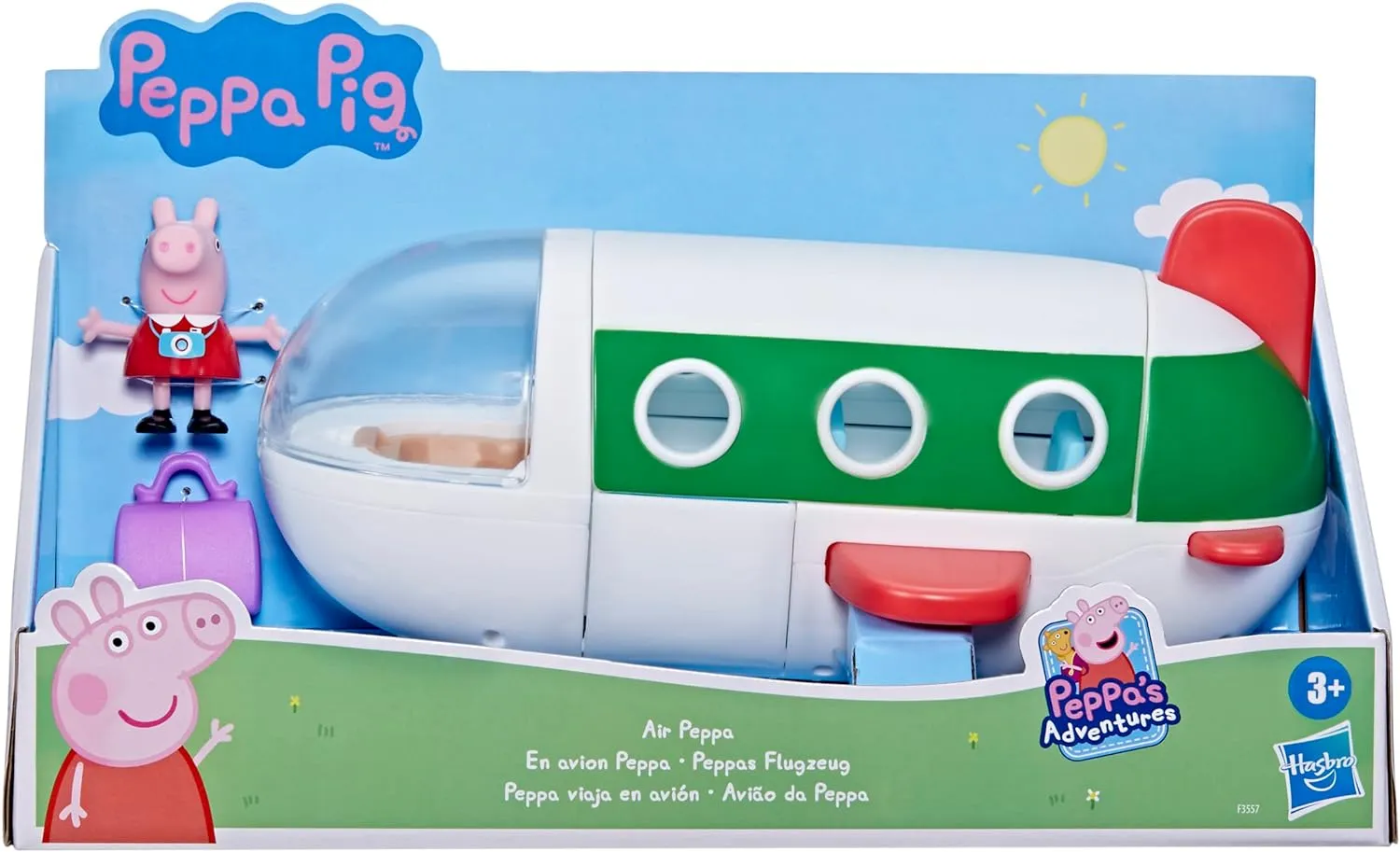 Peppa Pig Peppa’s Adventures Air Peppa Airplane Vehicle Preschool Toy with Rolling Wheels, 1 Figure, 1 Accessory; Ages 3 and Up