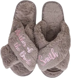 Personalized Fluffy Bridal Slippers - Open-Toe Bride Squad Slippers - Cozy and Furry House Shoes for Women - Customized Cute Name Plush Slides for Bridesmaids, Girlfriend, Sister, Mom
