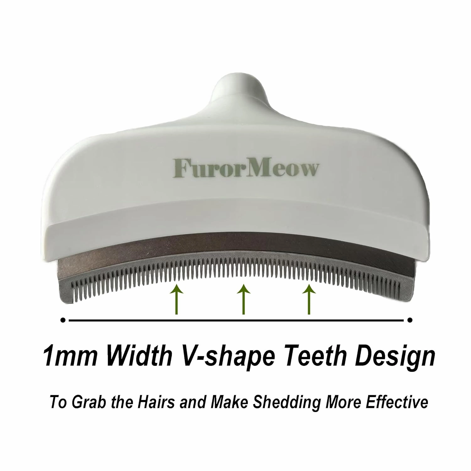 Pet Deshedding Tool with Curve Blade, Cat Grooming Brush, Tight V-shaped Teeth Shedding Comb for Cat and Small Dog (White, Large)