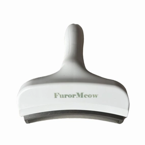 Pet Deshedding Tool with Curve Blade, Cat Grooming Brush, Tight V-shaped Teeth Shedding Comb for Cat and Small Dog (White, Large)