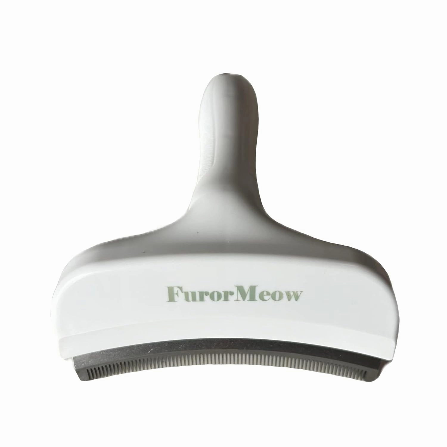 Pet Deshedding Tool with Curve Blade, Cat Grooming Brush, Tight V-shaped Teeth Shedding Comb for Cat and Small Dog (White, Large)