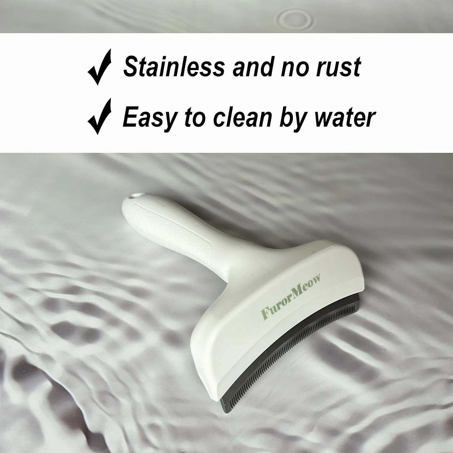 Pet Deshedding Tool with Curve Blade, Cat Grooming Brush, Tight V-shaped Teeth Shedding Comb for Cat and Small Dog (White, Large)