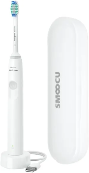 PHILIPS Sonicare Corded Electric DailyClean Rechargeable Toothbrush with Smoocu Case, SmarTimer and Quadpacer