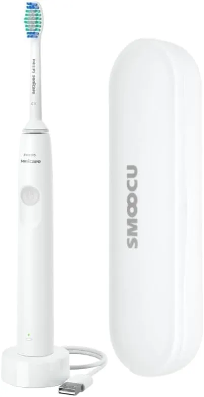 PHILIPS Sonicare Corded Electric DailyClean Rechargeable Toothbrush with Smoocu Case, SmarTimer and Quadpacer