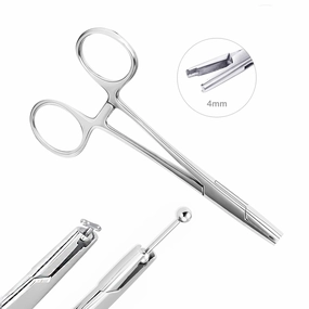 Piercing Clamps Ear Nose Septum Piercing Piercing Tool for All Piercings 316L Stainless Steel Ear Lip Nose Belly Navel Tongue Body Piercing Kit （4mm）