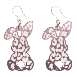 Pink Leopard Cottontail Rabbit Dangles Hypoallergenic Earrings for Sensitive Ears Made with Plastic Posts