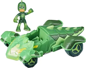 PJ Masks Glow & Go Gekko-Mobile Preschool Toy Vehicle, Gekko Car Light-Up Racer with Gekko Action Figure for Kids Ages 3 and Up