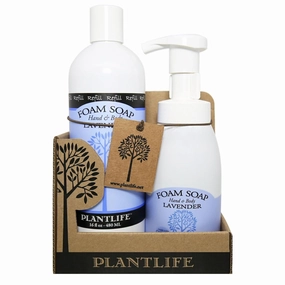 Plantlife Lavender Foam Soap Value Set - Gentle, Moisturizing, Plant-based Foam Soap for All Skin Types - Ideal for use as a Hand & Body wash, Shaving Cream, and Foaming Fun for Kids 8.5-16 oz