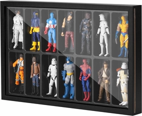 Plastic 3.75 inch Action Figures Display Case, Figure Collectors Showcase Wall Mounted, Dustproof Collectibles Box, Fit for Star was Black Series /Marvel Legends /DC/ GI Jeo etc. Figures, Black