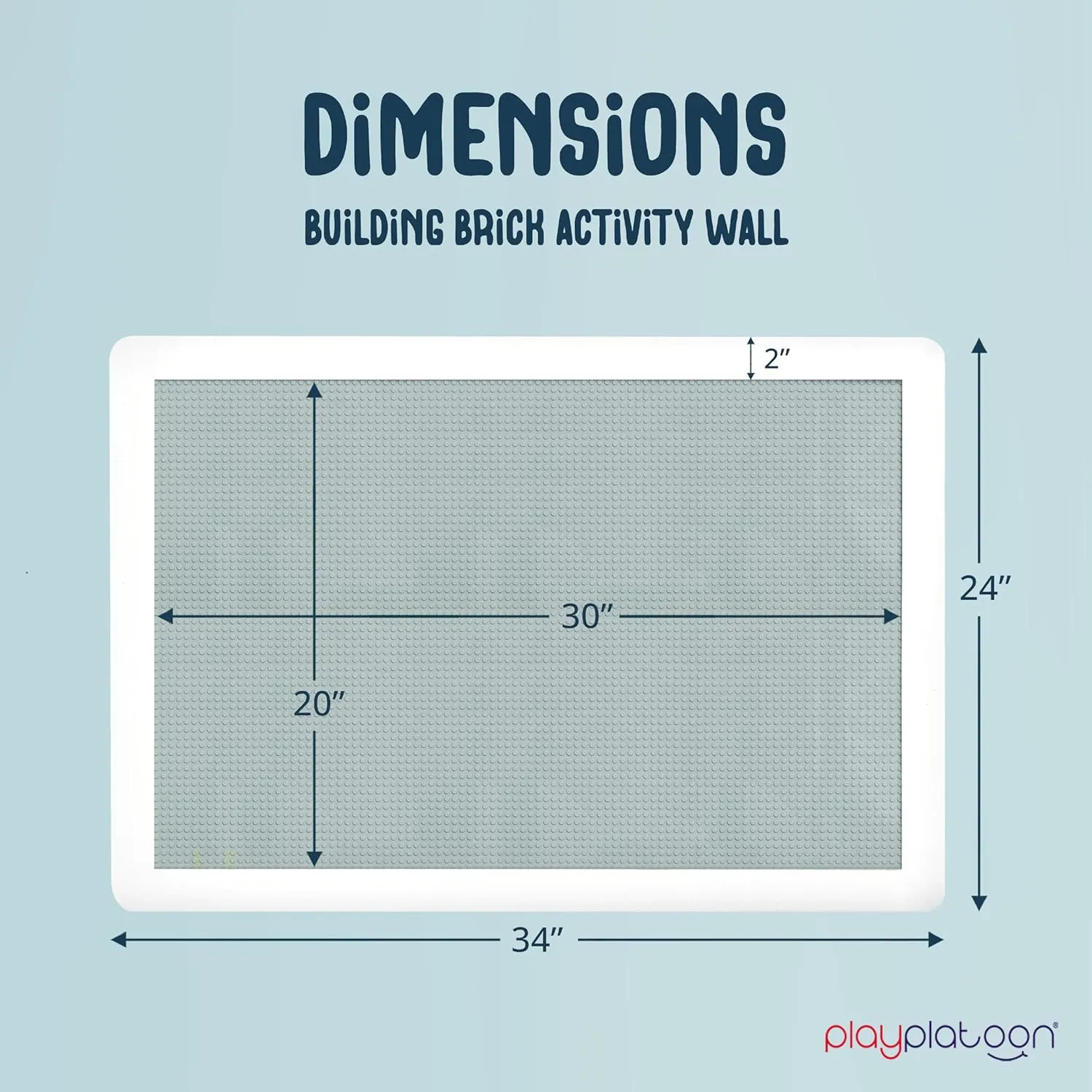 Play Platoon Building Brick Wall Mount Activity Toy with Storage - 24 x 34 inch Frame, Large Wall Activity Display Building Blocks Baseplate Panel, Compatible with All Major Brands