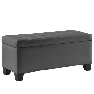 Pleather Impression Bench with Storage Grey|Banc en similicuir gris avec rangement