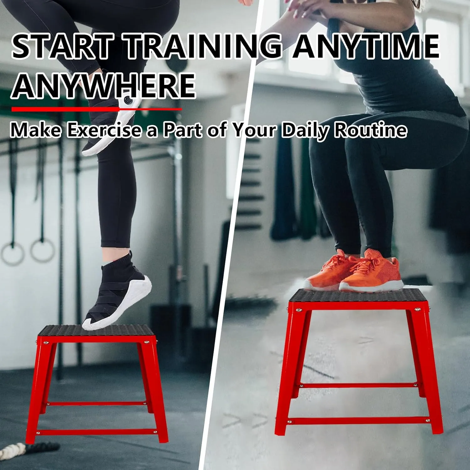 Plyometric Jump Box Set,12/18/24/30 Inch Anti-slip Jump Box Exercise,Red Plyo Box,Steel Step Up Box for Workout,Fitness Step Up Box Jumps for Home Gym Training