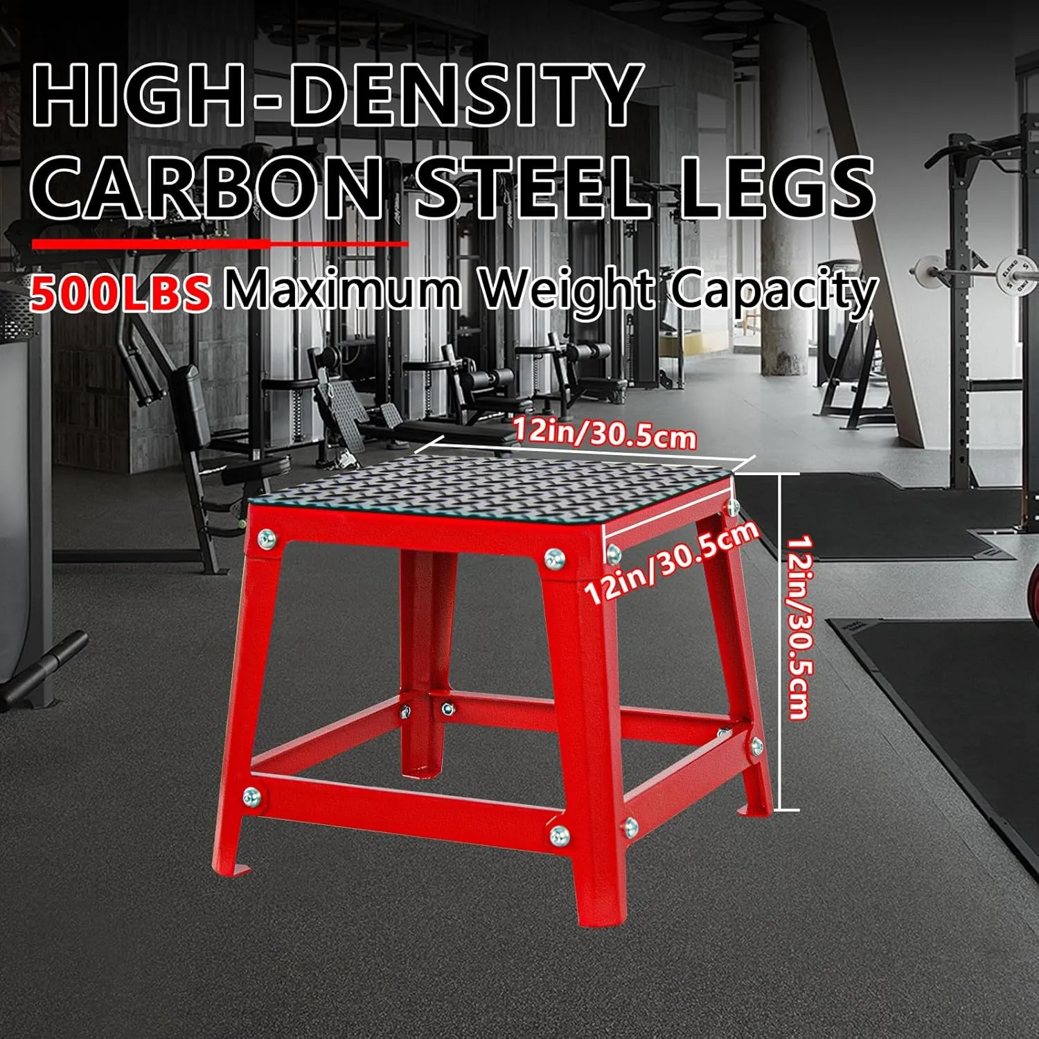 Plyometric Jump Box Set,12/18/24/30 Inch Anti-slip Jump Box Exercise,Red Plyo Box,Steel Step Up Box for Workout,Fitness Step Up Box Jumps for Home Gym Training