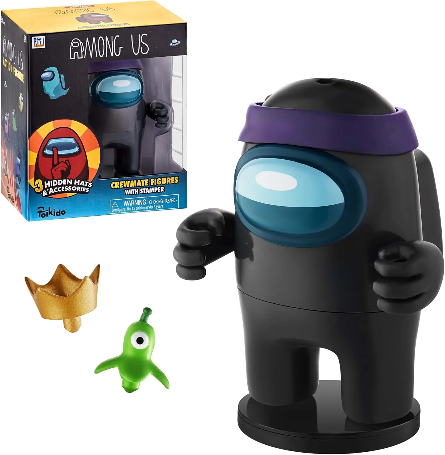 P.M.I. Among Us Crewmate Figures with Accessories and Stamper.1 Pack Window Box (S1)  3 Hidden Hats& Accessories
