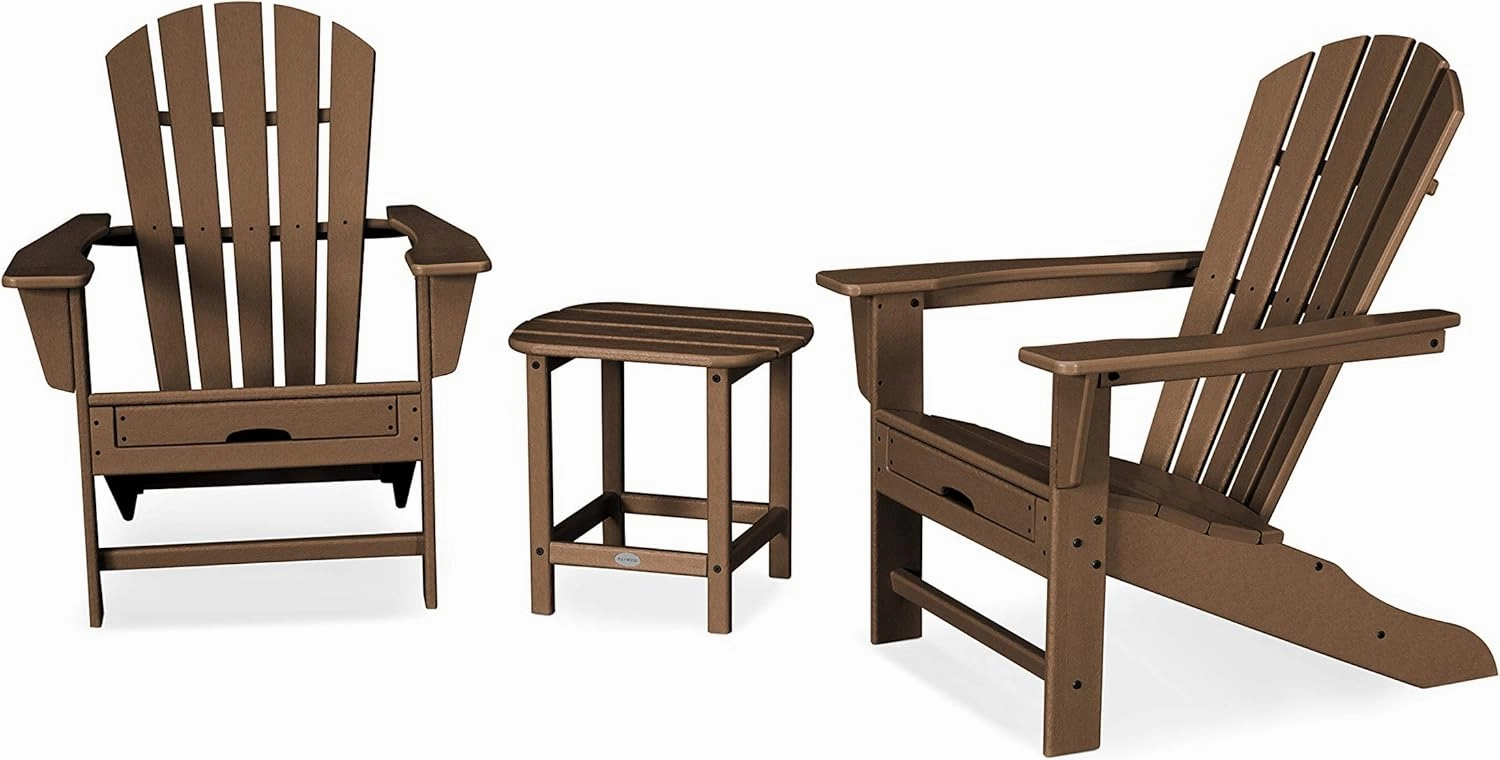 POLYWOOD Palm Coast Ultimate Adirondack Chair 3-Piece Set with Hideaway Ottoman