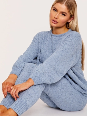 Popcorn Fluffy Knitted Loungewear Set
