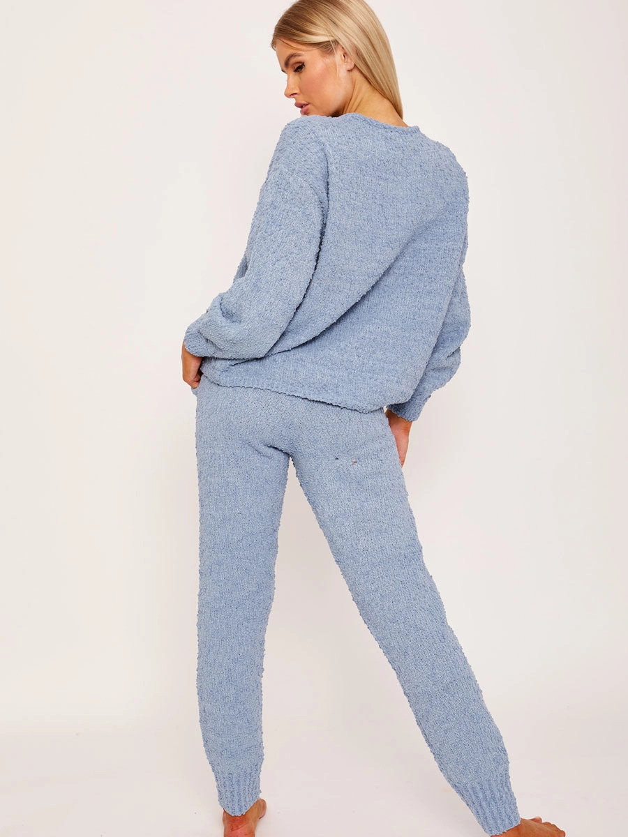 Popcorn Fluffy Knitted Loungewear Set