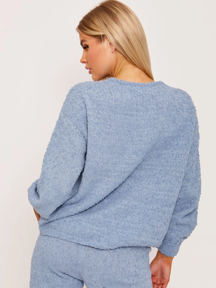 Popcorn Fluffy Knitted Loungewear Set