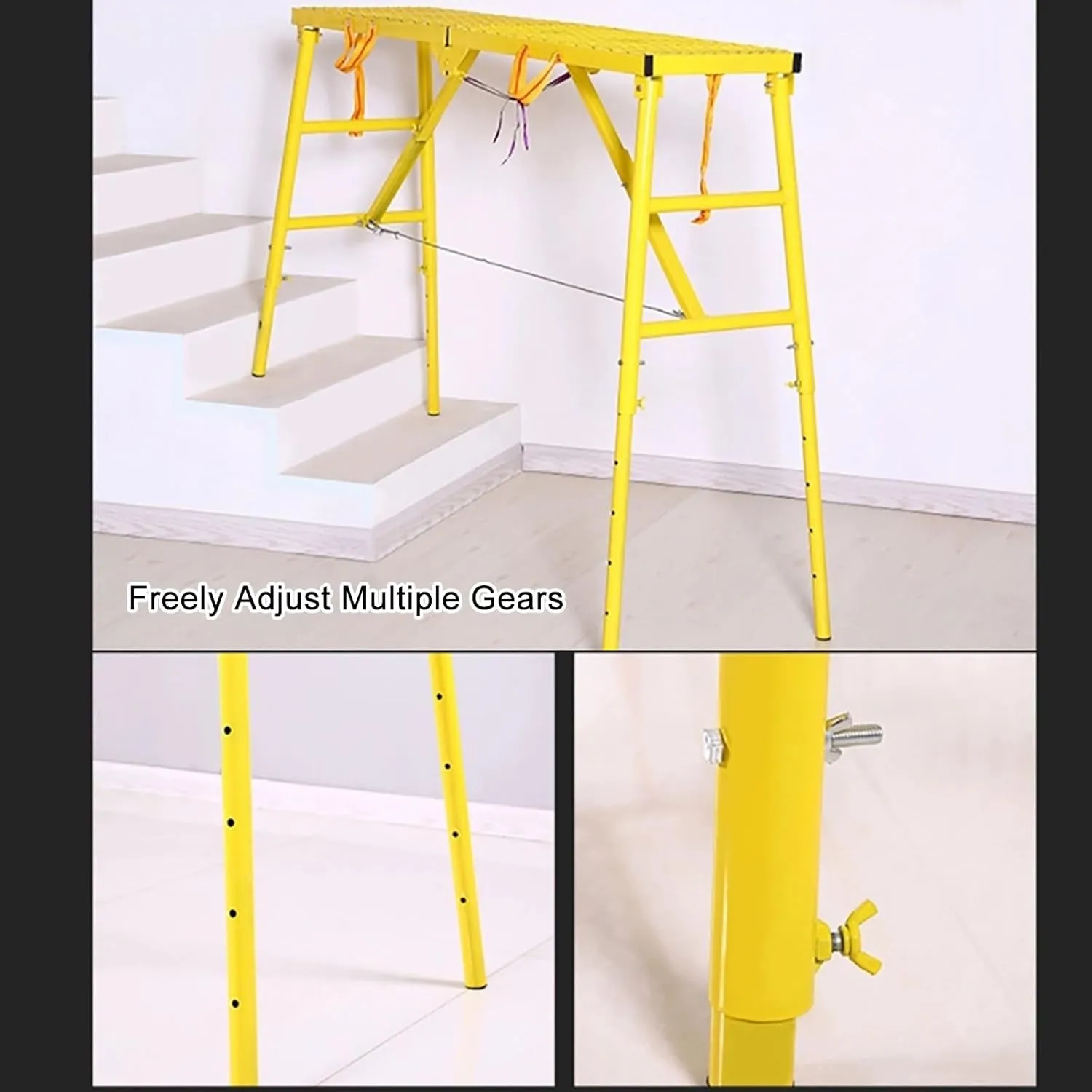 Portable Heavy Duty Folding Metal Work Bench for Home Decorating, Car Washing, High Painting Walls and Drywall, Heavy Duty Stool Equipment