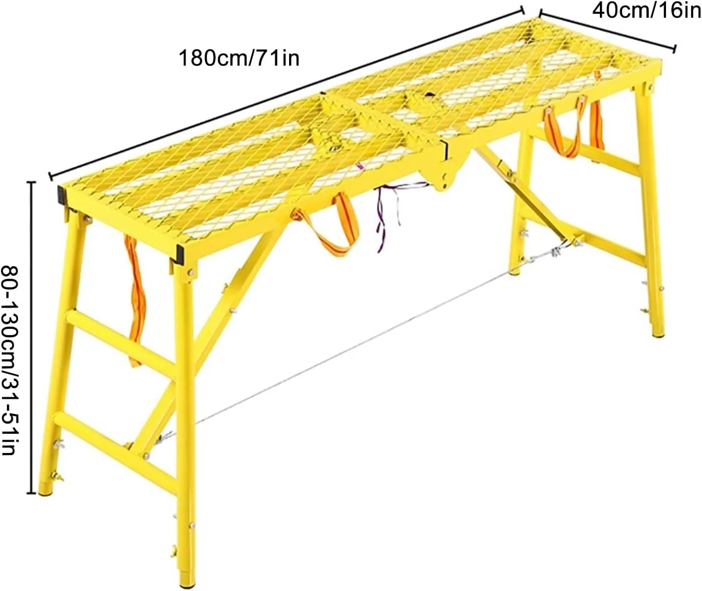 Portable Heavy Duty Folding Metal Work Bench for Home Decorating, Car Washing, High Painting Walls and Drywall, Heavy Duty Stool Equipment