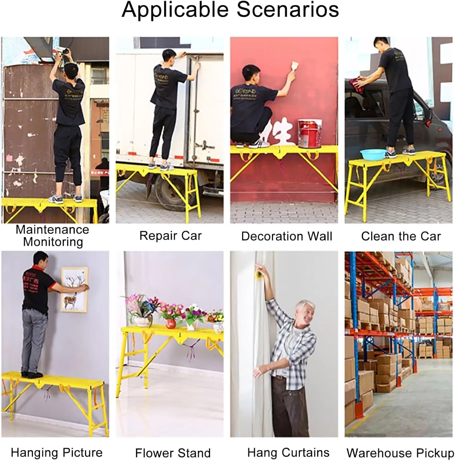 Portable Heavy Duty Folding Metal Work Bench for Home Decorating, Car Washing, High Painting Walls and Drywall, Heavy Duty Stool Equipment