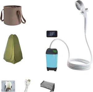 Portable Shower for Camping Outdoor Electric Shower Rechargeable Pumps with Digital Display Camping Shower Head Nozzle