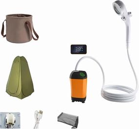 Portable Shower for Camping Outdoor Electric Shower Rechargeable Pumps with Digital Display Camping Shower Head Nozzle