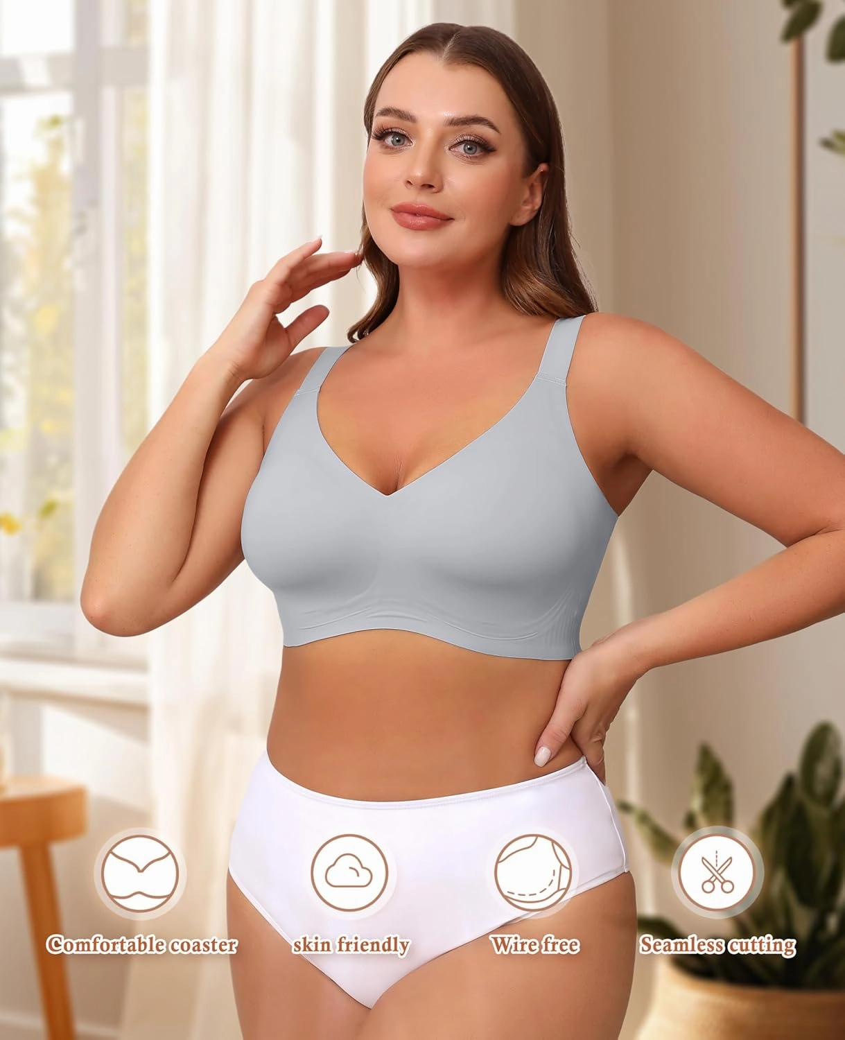 POSESHE Women's Wirefree Bras Full Coverage No Underwire Everyday Bra Comfortable Wireless Padded T-Shirt Bralette