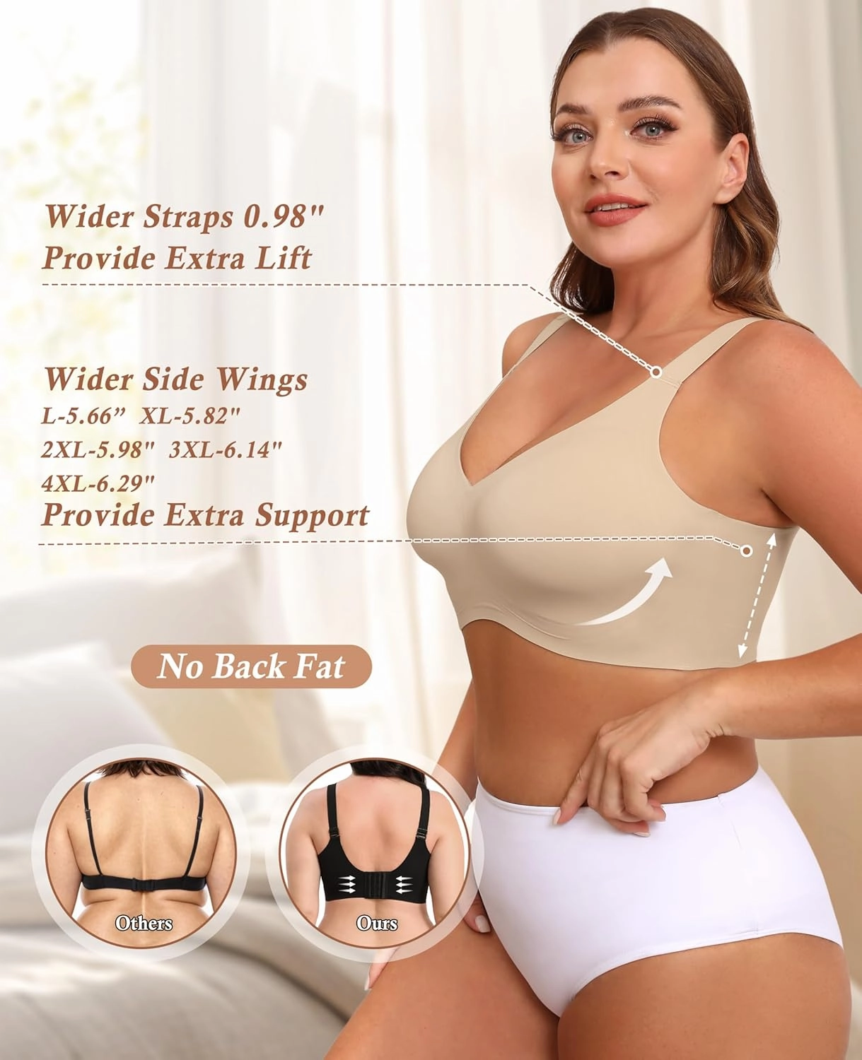 POSESHE Women's Wirefree Bras Full Coverage No Underwire Everyday Bra Comfortable Wireless Padded T-Shirt Bralette