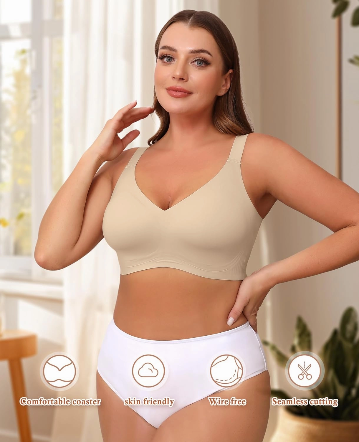 POSESHE Women's Wirefree Bras Full Coverage No Underwire Everyday Bra Comfortable Wireless Padded T-Shirt Bralette