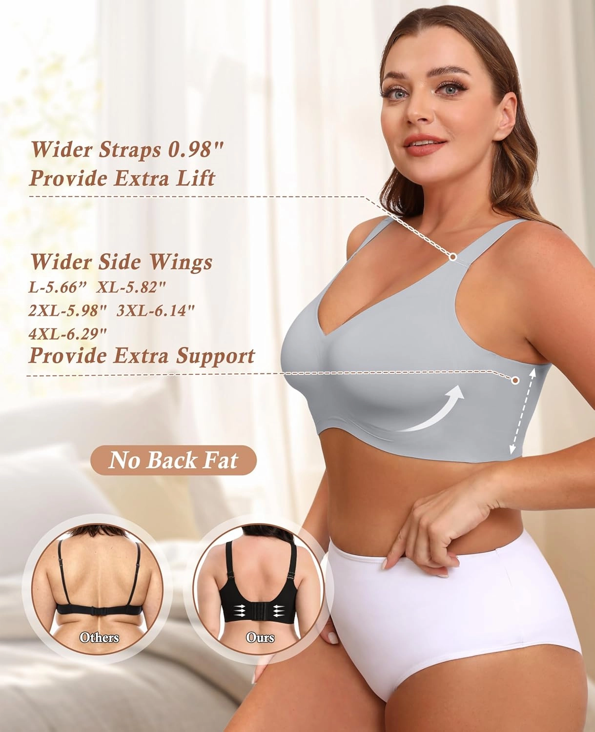 POSESHE Women's Wirefree Bras Full Coverage No Underwire Everyday Bra Comfortable Wireless Padded T-Shirt Bralette