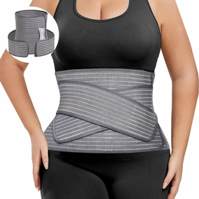 Postpartum Belly Band, 2 in 1 Postpartum Belly Support Belt Wrap, C Section Belly Binder for Women, Abdominal Binder Post Surgery, Waist/Back Pain Relief Grey L/XL