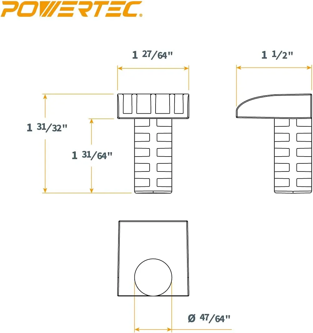 POWERTEC 12PCs Low Profile Bench Dogs, Woodworking Tools for 3/4" Bench Dog Hole, Fits for Work Table, MFT Table, Work Bench & Portable Workbench (71037-P3)