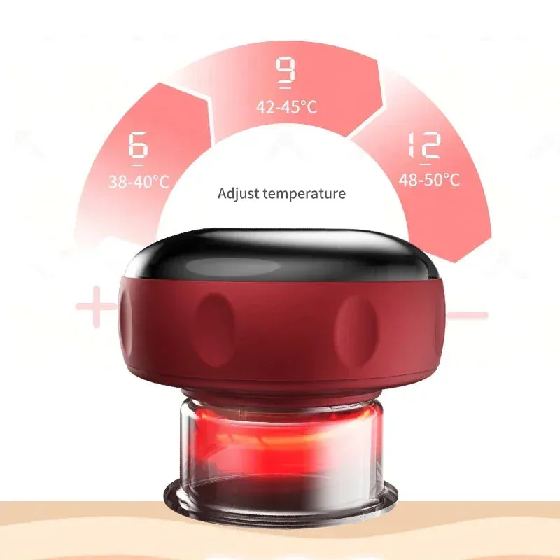 Premium Electric Cupping Therapy Set – Rechargeable Gua Sha Massager, 12-Level Vacuum Suction, Fat Burning & Slimming, Red Light Heating