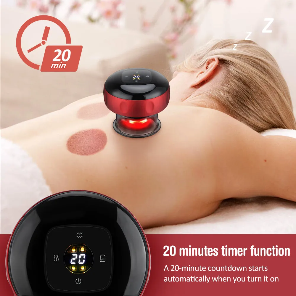 Premium Electric Cupping Therapy Set – Rechargeable Gua Sha Massager, 12-Level Vacuum Suction, Fat Burning & Slimming, Red Light Heating