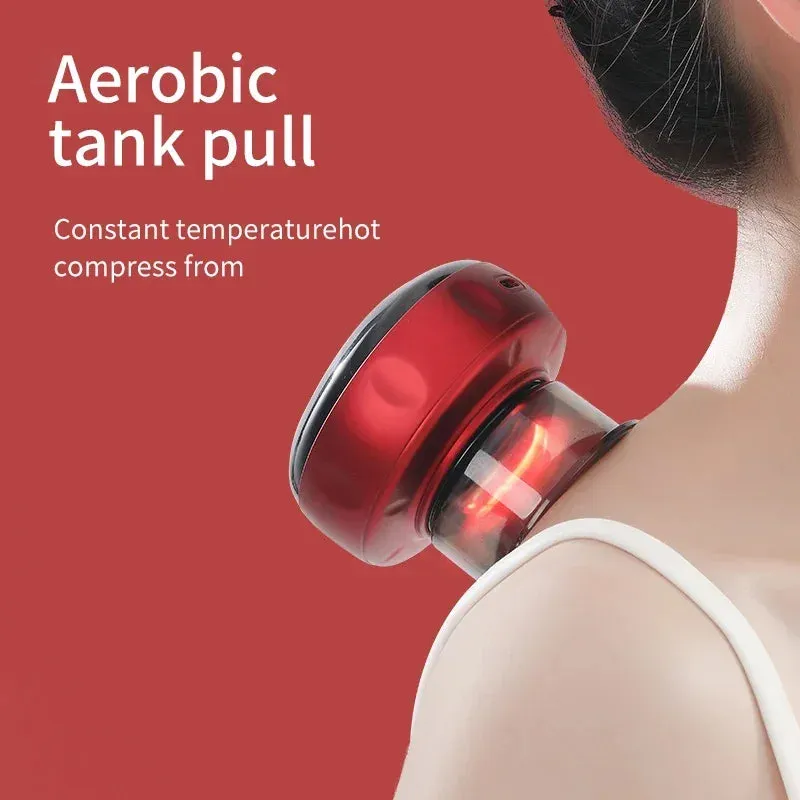 Premium Electric Cupping Therapy Set – Rechargeable Gua Sha Massager, 12-Level Vacuum Suction, Fat Burning & Slimming, Red Light Heating
