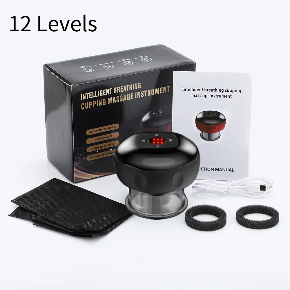 Premium Electric Cupping Therapy Set – Rechargeable Gua Sha Massager, 12-Level Vacuum Suction, Fat Burning & Slimming, Red Light Heating