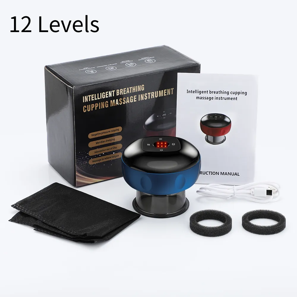 Premium Electric Cupping Therapy Set – Rechargeable Gua Sha Massager, 12-Level Vacuum Suction, Fat Burning & Slimming, Red Light Heating