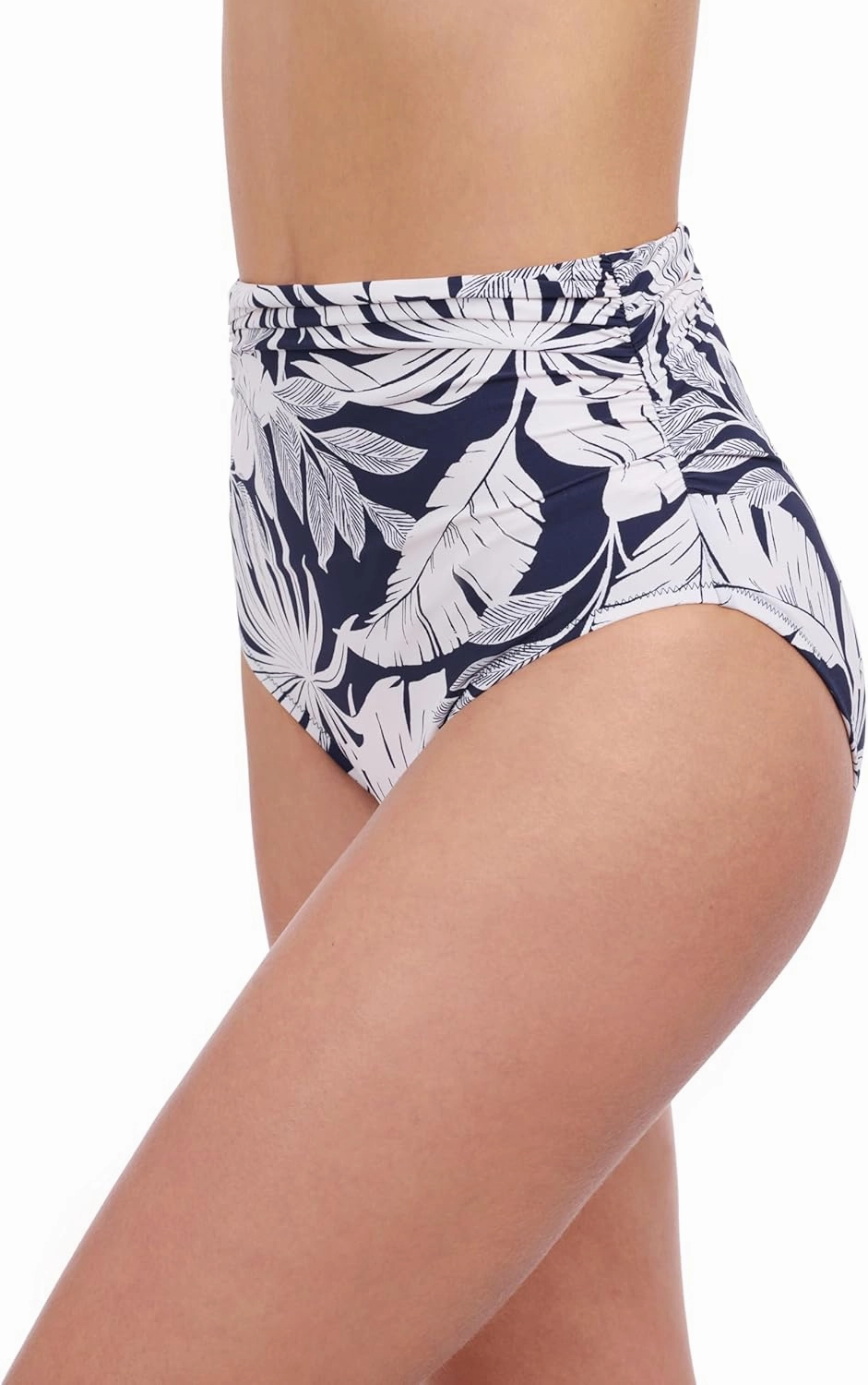 Profile by Gottex Malaya Women’s Tropical Print Shirred High Waist Bikini Bathing Bottom with Front and Back Tummy Control