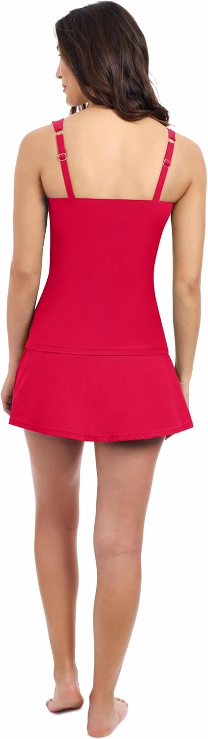 Profile by Gottex Tutti Frutti Solid D Cup Sized Center Ruched Tankini with Underwire Foam and Built-in Bra - Swim Essential