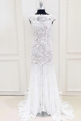 Prom Dress Ivory Mermaid Lace Long Evening Gown Evening Dress