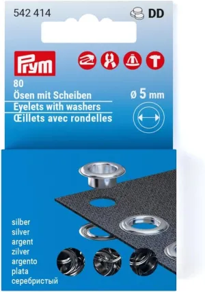 Prym Vario Creative Refill Eyelets with Washers, Silver 80 Count