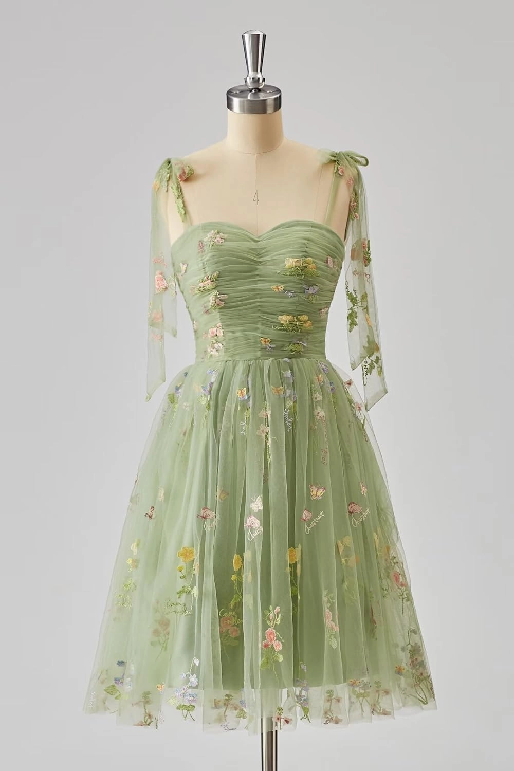 Puffy Sleeve Prom Dresses Flower Embroidery Tulle Backless A-line Lace Formal Evening Party Gown for Women
